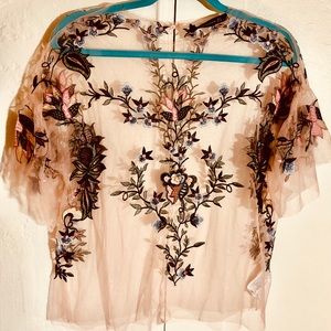 Unique Zara Woman sheer net embroidered top 6